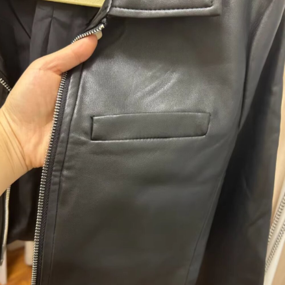ZARA black cropped leather jacket - Picture 3 of 3